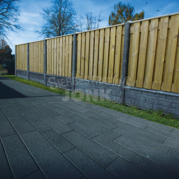 Beton Hoekpaal (3sp) 10x10x280 cm, Zwart gecoat tbv Scherm 150