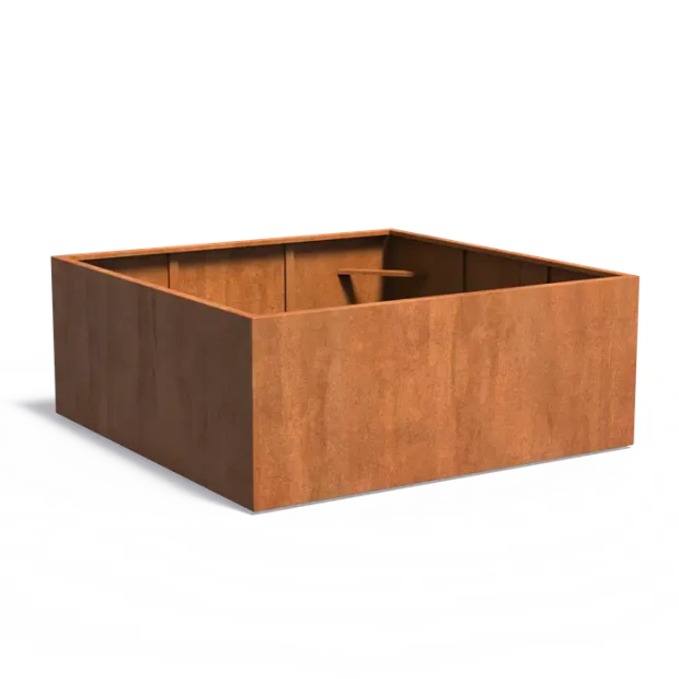 Plantenbak Carrez met bodem cortenstaal 200x200x80 cm