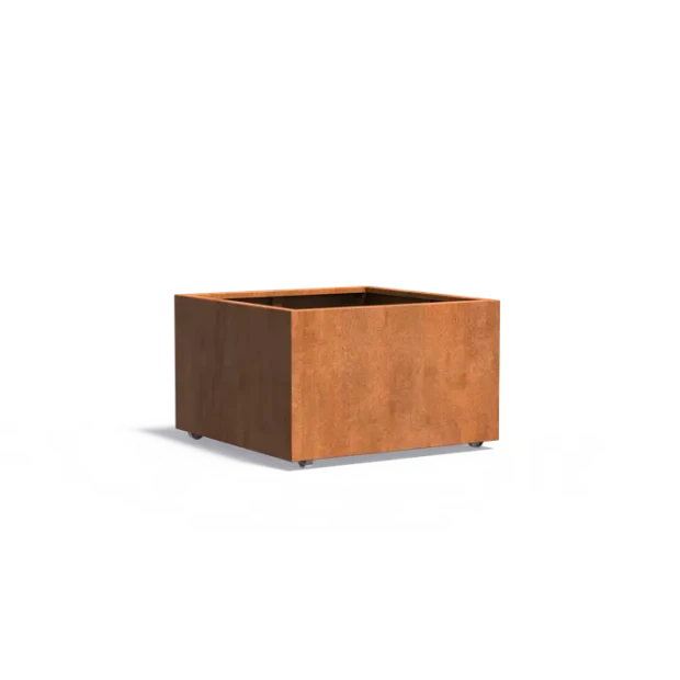 Plantenbak Carrez met wielen cortenstaal 100x100x60 cm