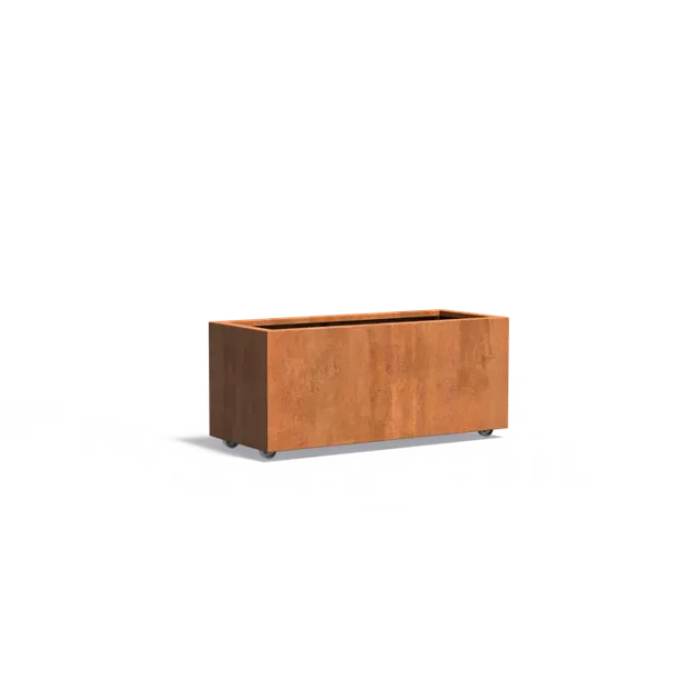 Plantenbak Carrez met wielen cortenstaal 120x50x50 cm