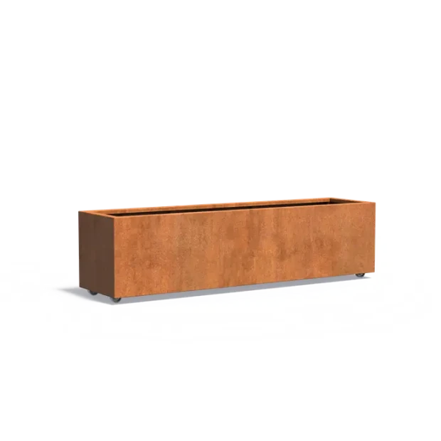 Plantenbak Carrez met wielen cortenstaal 200x50x50 cm