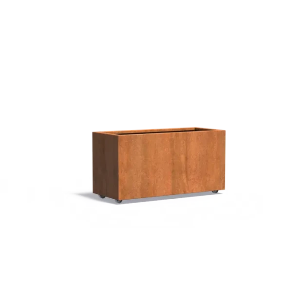 Plantenbak Carrez met wielen cortenstaal 120x50x60 cm