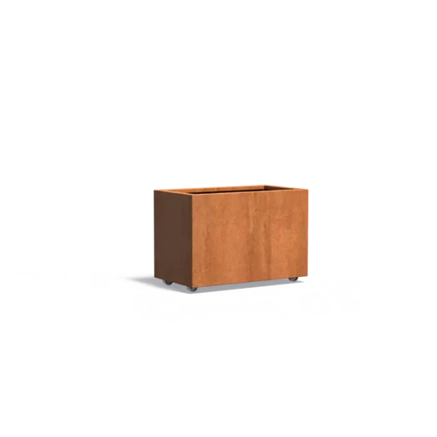 Plantenbak Carrez met wielen cortenstaal 90x50x60 cm
