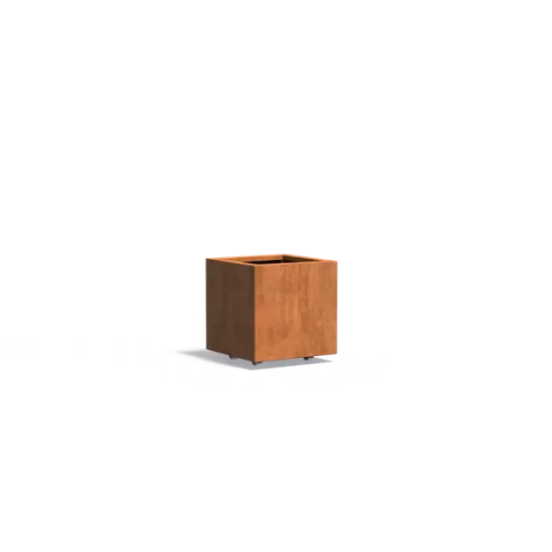 Plantenbak Carrez met wielen cortenstaal 50x50x50 cm
