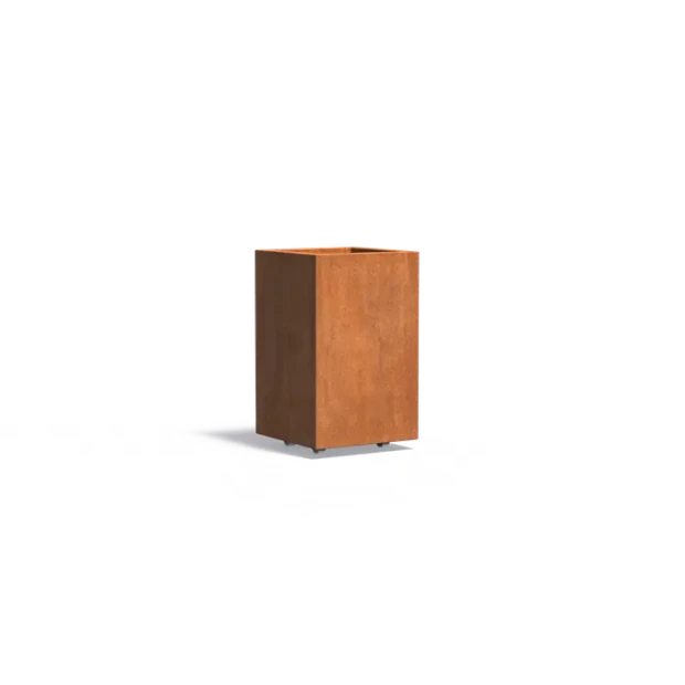 Plantenbak Carrez met wielen cortenstaal 50x50x80 cm