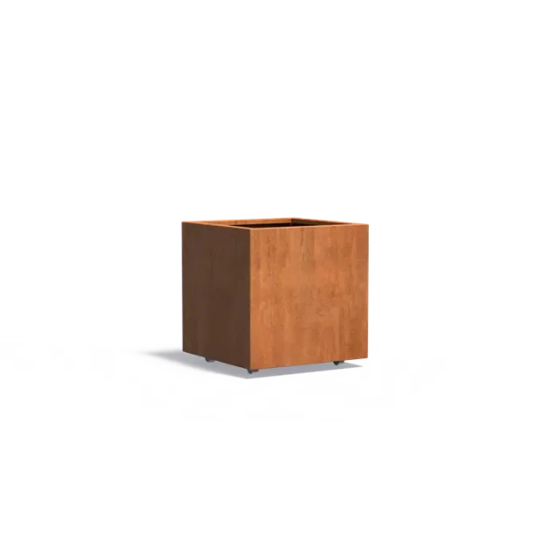 Plantenbak Carrez met wielen cortenstaal 70x70x70 cm