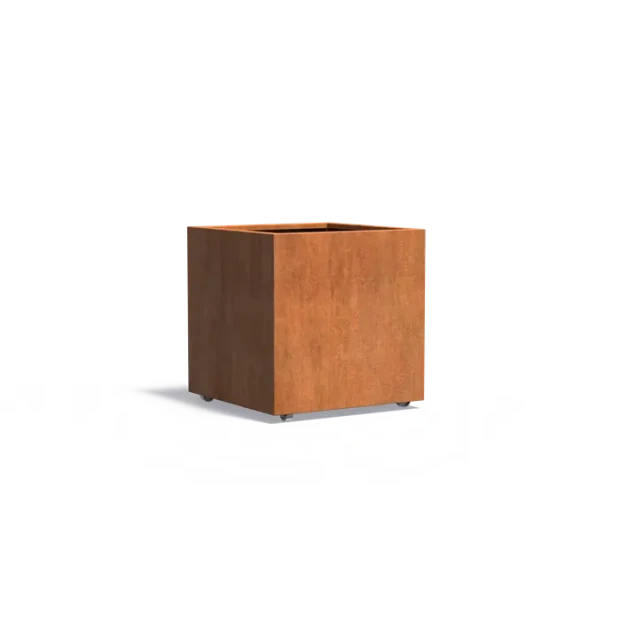 Plantenbak Carrez met wielen cortenstaal 80x80x80 cm