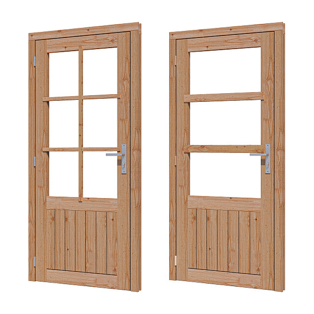 Douglas enkele deur 6-ruits 83x194,2 cm met kozijn onbehandeld linksdraaiend (Incl. Hang en Sluitwe