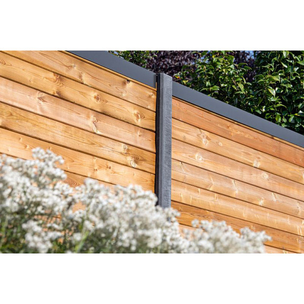 Sleufpaal hoekmodel tbv stapelprofielen antraciet vlakke kop brede ondersleuf 11,5x11,5x275 cm