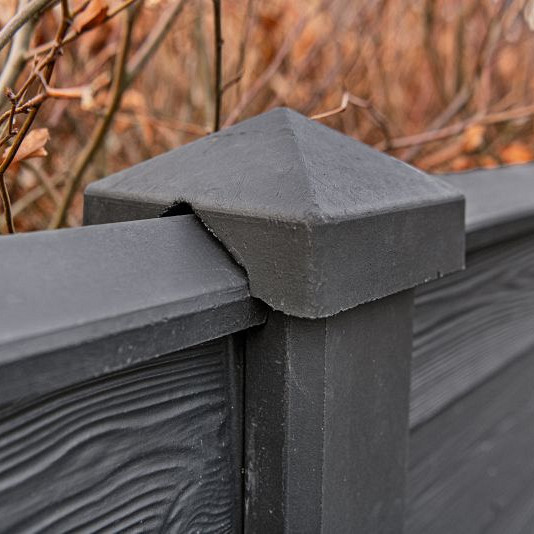 Beton Afdekkap 8x4,5x180 cm, Zwart gecoat tbv motiefplaat