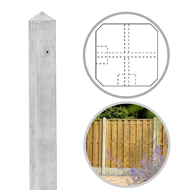 Beton korte hoek paal 10x10x190cm tbv scherm van 90cm