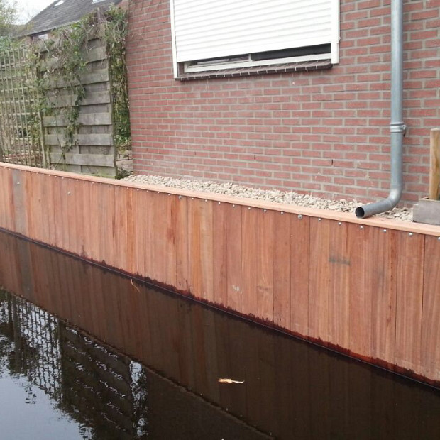 Hardhouten damwandplank 3x20 cm Geschaafd, Mes en Groef, Werkend 18,5 cm