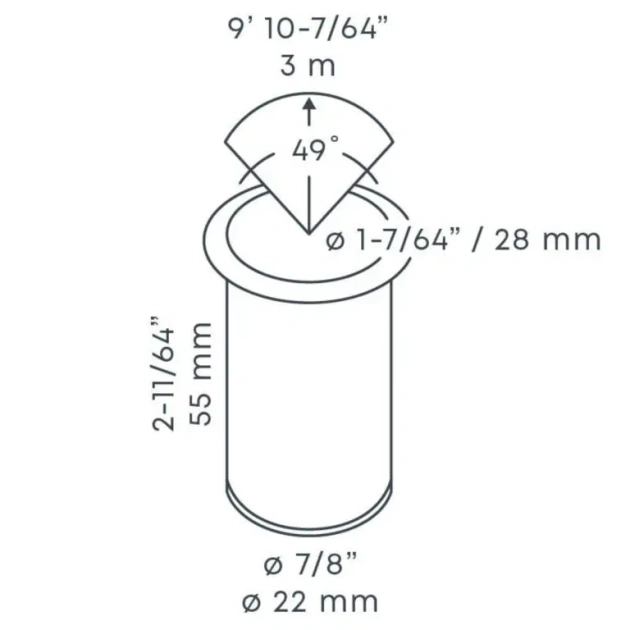 FLUX 22 grondspot (met ring Ø28 mm) Stainless Steel