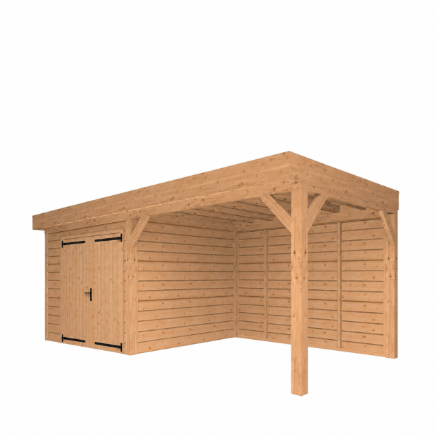 JWOODS Buitenverblijf 700x300cm incl. berging 300(b), Fijnbezaagd zweeds rabat Naturel