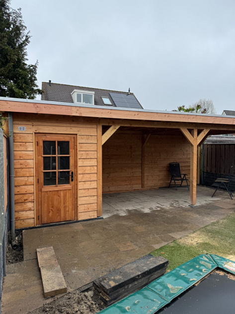 JWOODS Buitenverblijf 800x300cm incl. berging 200(b), Fijnbezaagd zweeds rabat Naturel