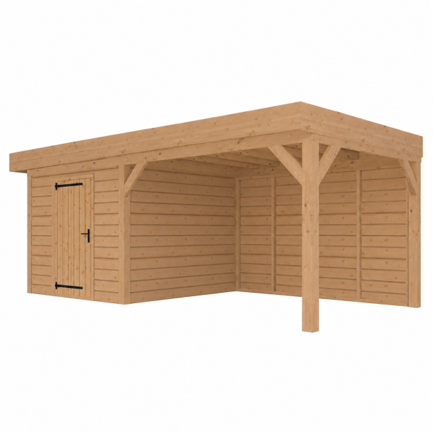 JWOODS Buitenverblijf 600x300cm incl. berging 200(b), Geschaafd met zweeds rabat Naturel