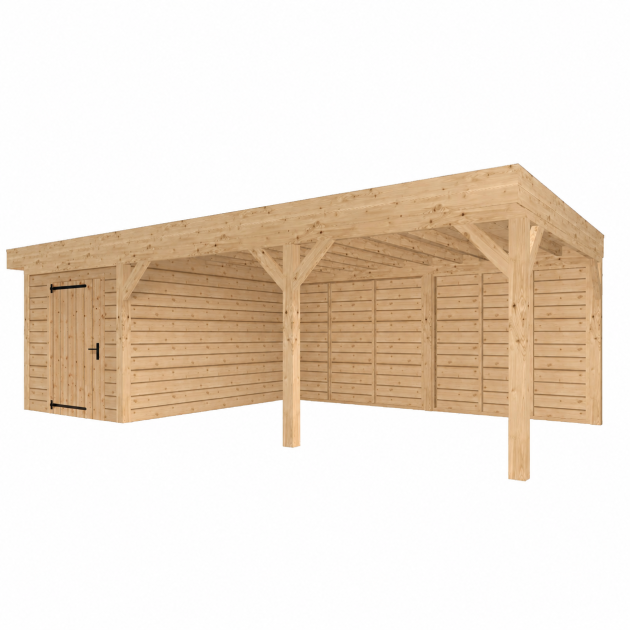 JWOODS Buitenverblijf 800x300cm incl. berging 200(b), Geschaafd met zweeds rabat Naturel