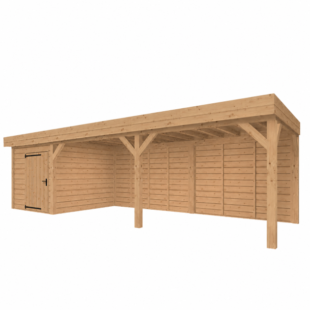JWOODS Buitenverblijf 900x300cm incl. berging 200(b), Geschaafd met zweeds rabat Naturel