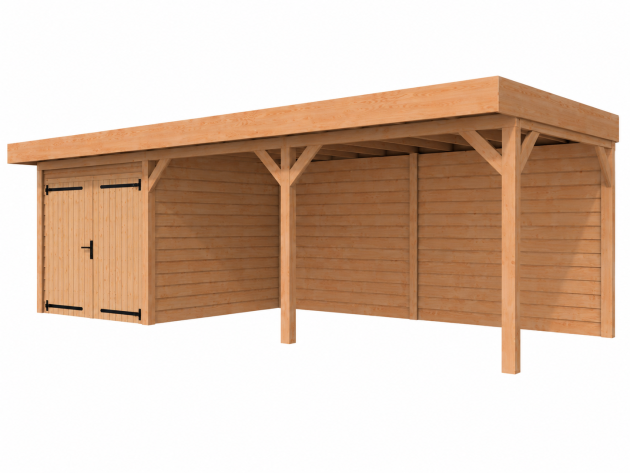 JWOODS Buitenverblijf 1000x300cm incl. berging 200(b), Geschaafd met zweeds rabat Naturel