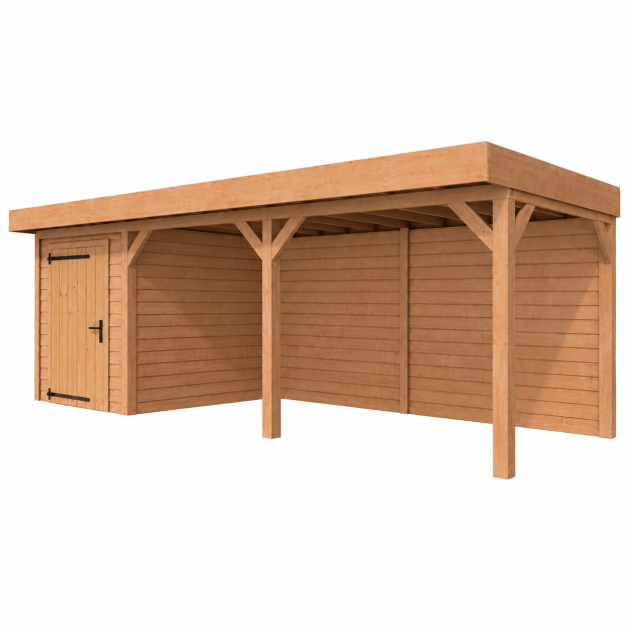 JWOODS Buitenverblijf 1000x370cm incl. berging 200(b), Fijnbezaagd zweeds rabat Naturel