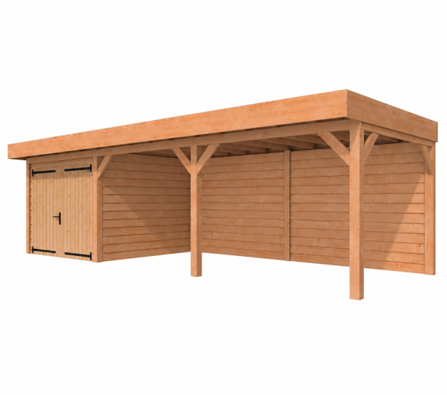 JWOODS Buitenverblijf 1000x300cm incl. berging 300(b), Fijnbezaagd zweeds rabat Naturel