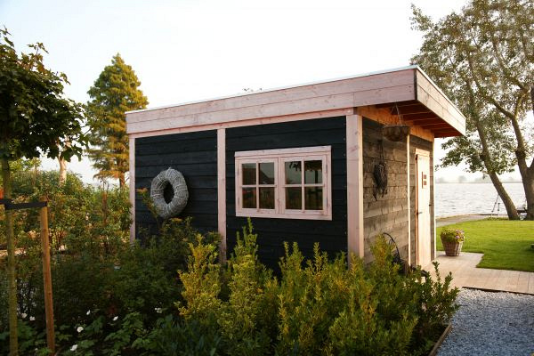 JWOODS Buitenverblijf 800x300cm incl. berging 200(b), Fijnbezaagd zweeds rabat zwart