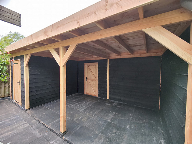 JWOODS Buitenverblijf 700x300cm incl. berging 200(b), Geschaafd met zweeds rabat zwart