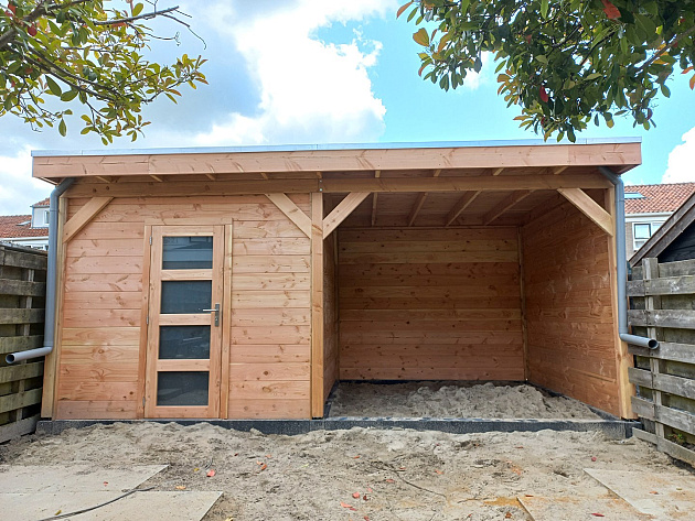 JWOODS Buitenverblijf 600x300cm incl. berging 200(b), Geschaafd met blokhutprofiel