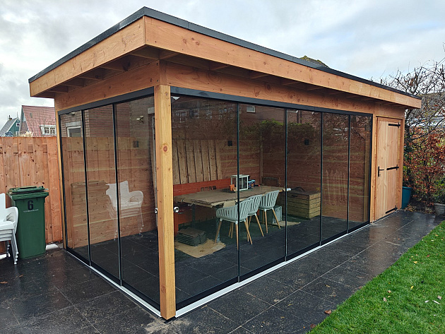 JWOODS Buitenverblijf 700x300cm incl. berging 200(b), Geschaafd met blokhutprofiel