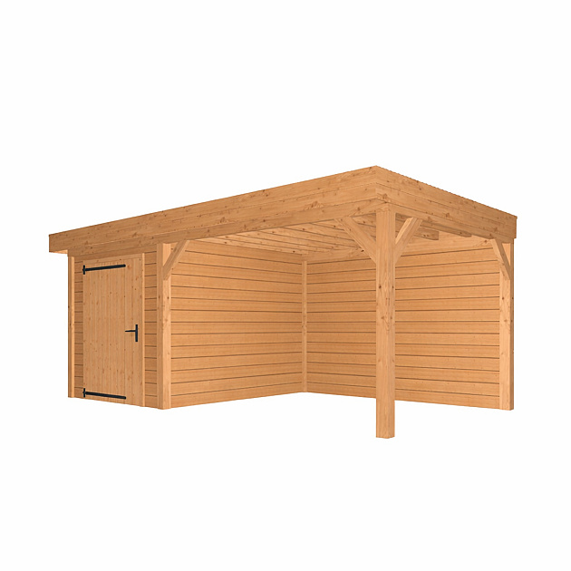 JWOODS Buitenverblijf 700x300cm incl. berging 200(b), Geschaafd met blokhutprofiel