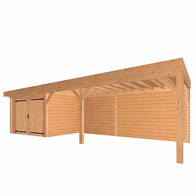 JWOODS Buitenverblijf 1000x300cm incl. berging 200(b), Geschaafd met blokhutprofiel