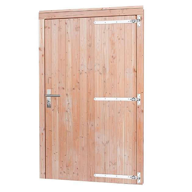 Douglas dichte deur incl. kozijn extra breed 119 x 209 cm., rechtsdraaiend, onbehandeld