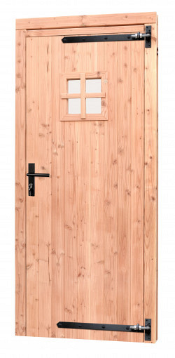 Douglas enkele 1-ruits deur inclusief kozijn, 90 x 201 cm., rechtsdraaiend, kleurloos geïmpregneerd