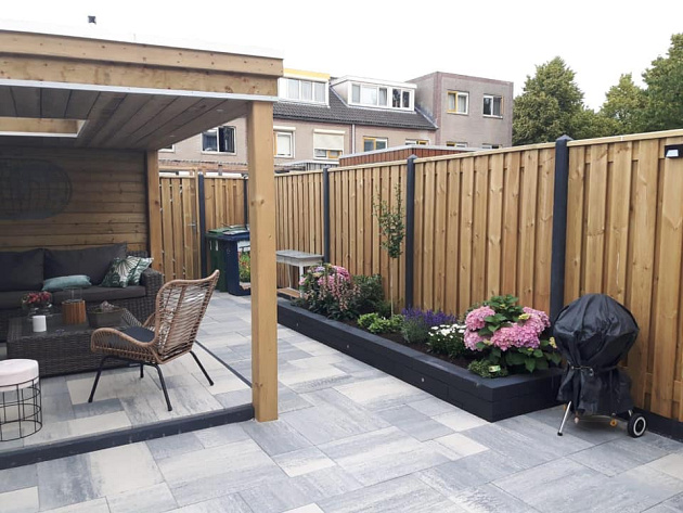 Actie Grenen Tuinscherm 21-Planks Scherm Recht Verticaal 180x180 cm