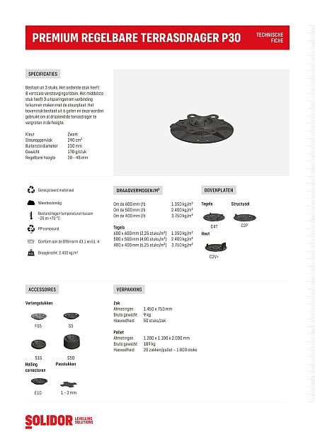 Premium stelvoet P30/48 bereik 3,0 - 4,8 cm