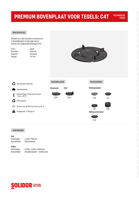 Premium bovenplaat C4T tegels voeg 3 mm