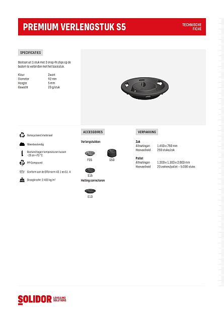 Solidor Premium verlengstuk S5 hoogte 0,5 cm