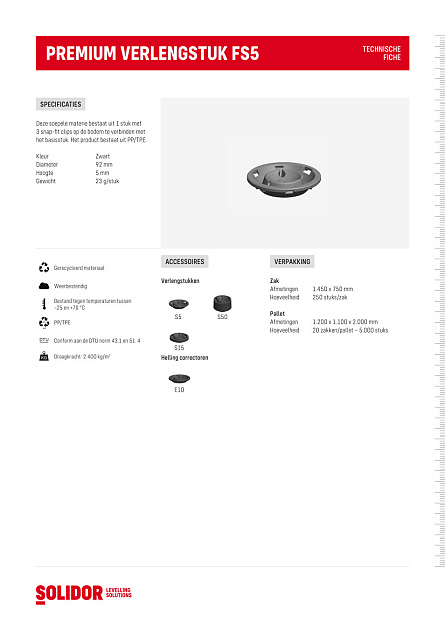 Solidor Premium verlengstuk FS5 hoogte 0,5 cm geluidsreducerend