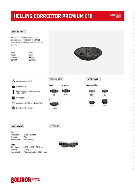 Premium hellingcorrector E10 plaatsing boven stelvoet