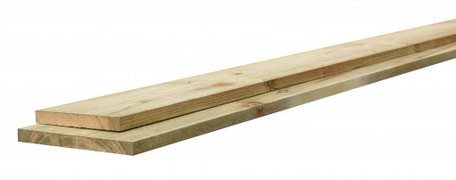 Fijnbezaagde plank, vurenhout, 1,9 x 20 x 180 cm., geïmpregneerd