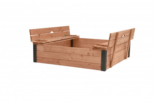 Douglas zandbak Roy met deksel / zitbank, 120 x 120 x 30 cm.