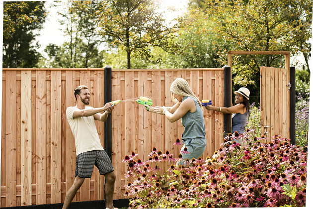 Douglas Tuinscherm 15-planks 180x180 cm, Fijnbezaagd