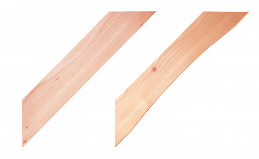 Douglas geschaafde schoor, gebogen, 6 x 14 x 77 cm., onbehandeld