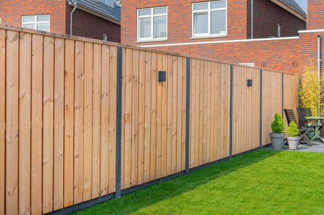 Sleufpaal tussenmodel tbv tuinscherm antraciet vlakke kop 10x10x270 cm