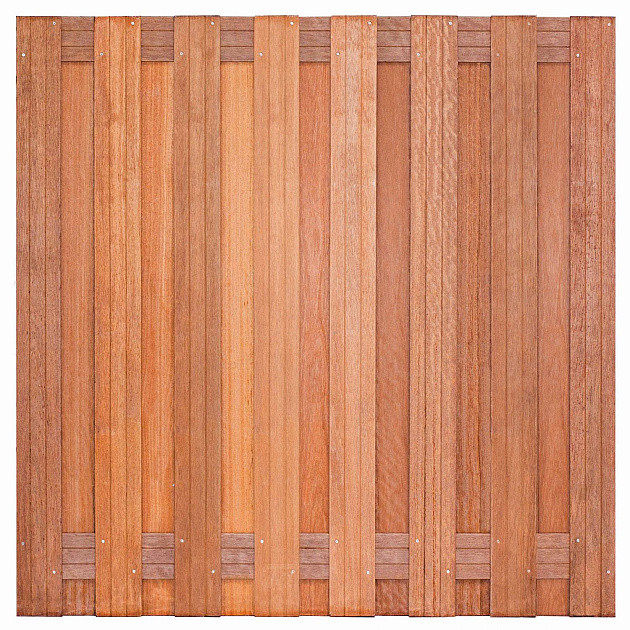 Tuinscherm Kampen geschaafd onbehandeld hardhout 17-planks 180x180 cm