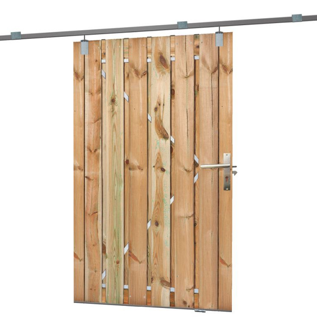 Schuifdeur incl. rail, geschaafd geïmpregneerd grenen 130x195 cm