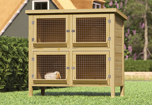 Konijnenverblijf Rijnlander 134x60x130 cm geïmpregneerd, geschaafd vurenhout