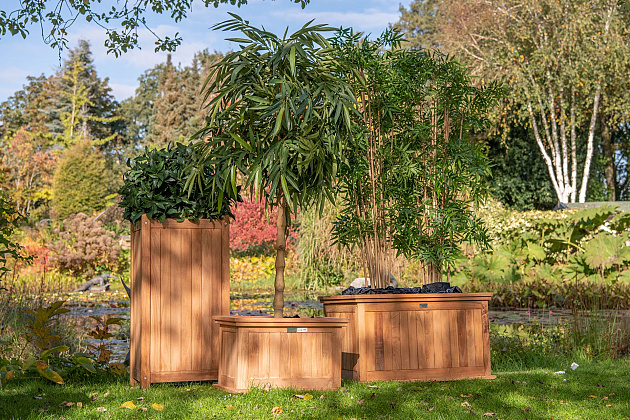 Bloembak Java 45x45x90 cm teakhout