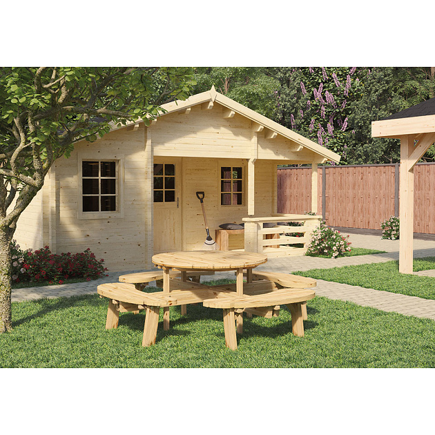 Picknicktafel Rond geïmpregneerd, geschaafd vuren Ø219x73 cm