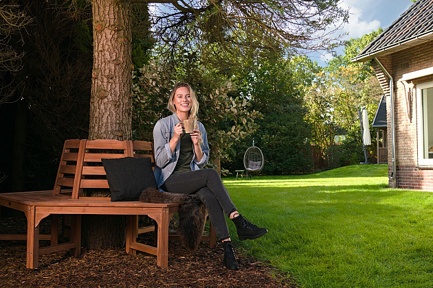 Boombank geolied hardhout Ø185x86 cm